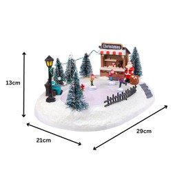 Marco Paul Christmas Decorations - Ice Skating Rink Christmas Light Up Ornaments Novelty Animated Christmas Village Decorations Christmas Window Ornament LED Christmas Village
