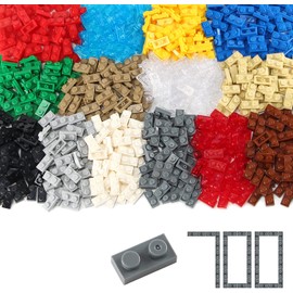 Basic Parts - Juego de 700 bloques de azulejos de construcción multicolor