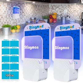 Flying Insect Trap Plug-in Fruit Fly Trap for Indoors with 6 Pcs Sticky Pads, UV Night Light Mosquito Trap Fly Catcher, Gnat Killer Bug Zapper for Home, Office