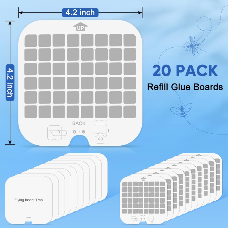 20 Packs Sticky Replacement Glue Card，Fly Trap Indoor Refill，Gnat Traps