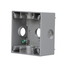 2-Gang Weatherproof Box, Seven 3/4 in. Threaded Outlets, Gray