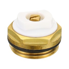PATIKIL 3/4" BSP Male Thread Manual Radiator Air Vent Plug Valve, Brass Plug for Radiator Heater, Gold White