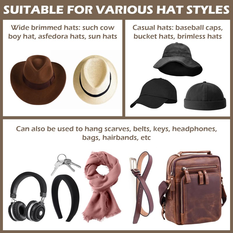 Everlling Cowboy Hat Holder, 4 Pcs 3.5Inch for Wall Adhesive,