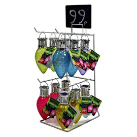 Counter Hook Stand - 4 Fixed Hooks - POS Shop Display with Header in White (J48)