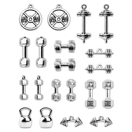 JIALEEY - Abalorio deportivo de la colección de abalorios, con mancuernas mixtas, para hacer collares, joyas, 20 unidades (100 g), Acero aleado, Aleación de acero