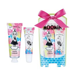 Moomin Lip & Hand Care Set, Wild Garden (Lip Balm, 0.3 fl oz (10 ml), Hand Cream, 0.8 fl oz (25 ml), Natural Rose Scent, Rose
