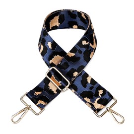 Wedmay Replacement Wide Shoulder Strap Adjustable Crossbody Bag Handbag Strap Strong Heavy Duty 5cm or 3.8cm (5CM Width, Navy/Black - Leopard)