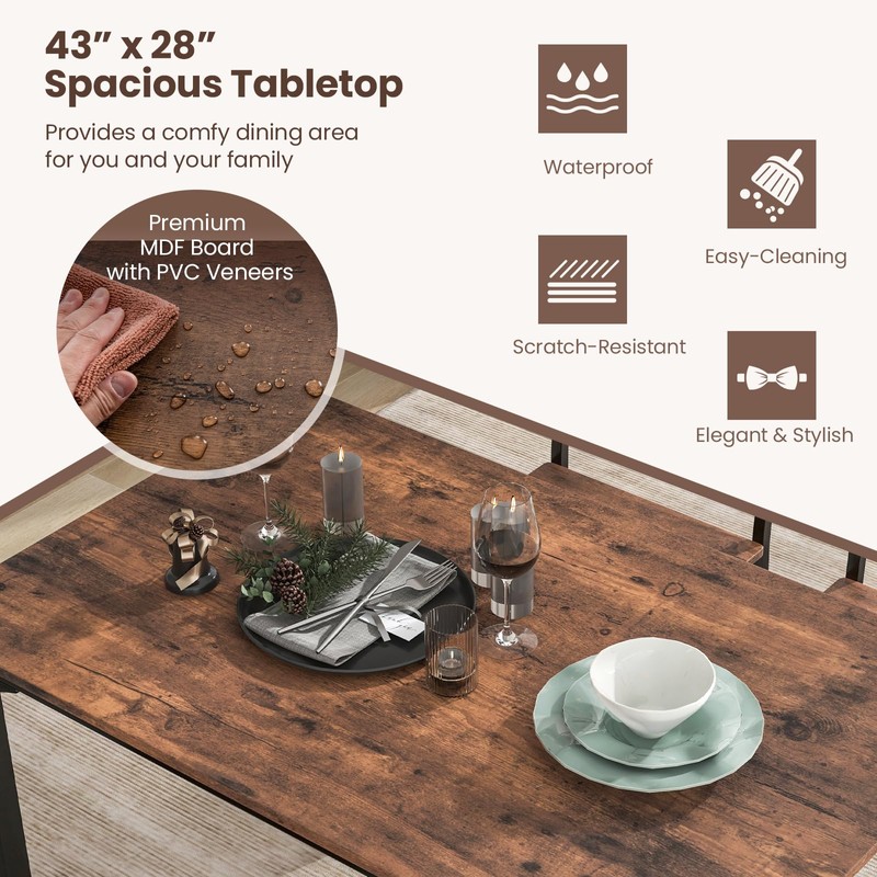 MAT EXPERT Dining Table Set for 4, Rectangular Kitchen Table