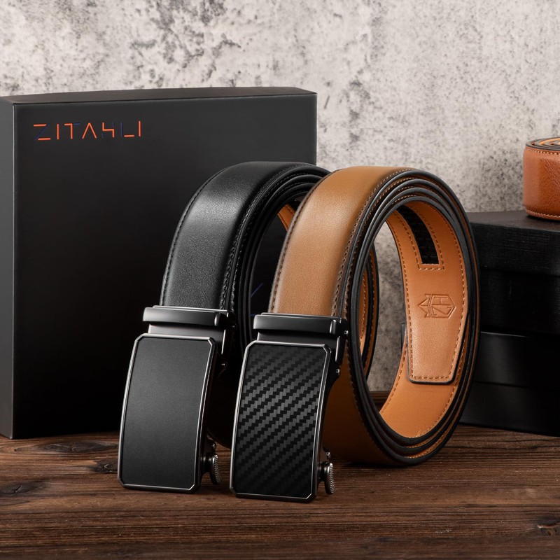 Zitahli Ratchet Belt Men 2 Pack - Click Leather Mens