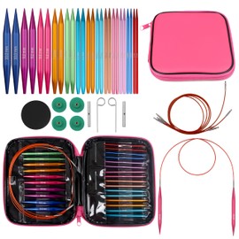 OCTAZI Interchangeable Circular Knitting Needles Set with Case 13 Pairs of Aluminum Circular Knitting Needle for Handmade DIY Knitting with Knitting Accessories,(2.75mm-10mm)