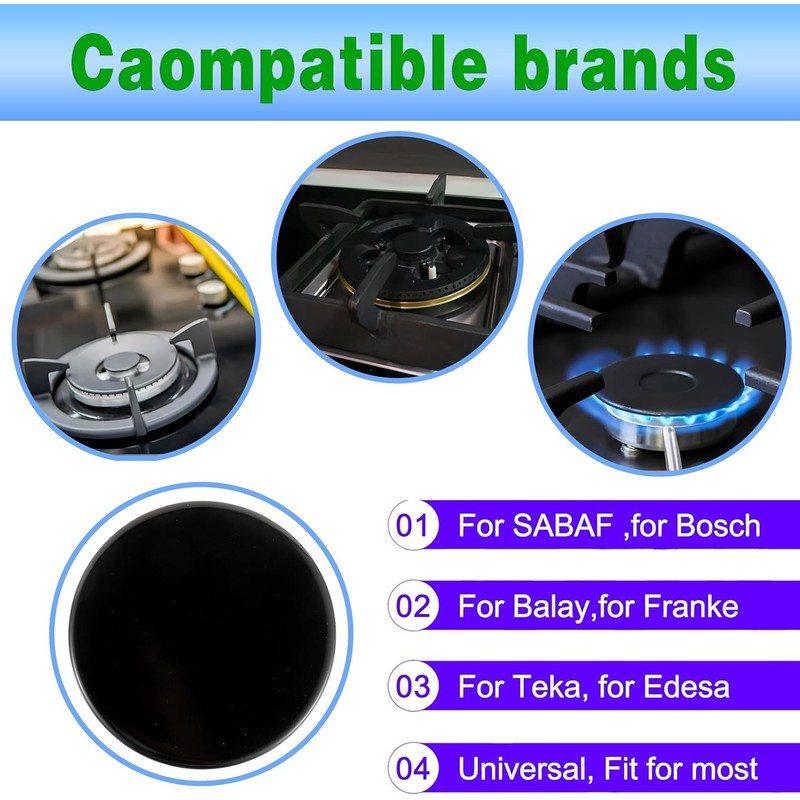 Upgraded Gas Stove Burner Cap Set - 4Piece Metal Cooker