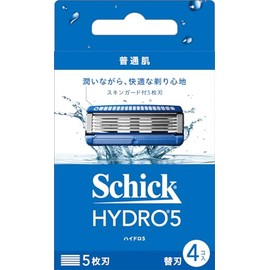 Schick Hydro Hydro 5 Basic Blade Refill (4-Pack) with Skin Guard, 5 Blades, Blue, 4 Pieces (x 1)