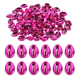 PATIKIL Natural Seashell Charm, 100 Pcs Oval Dyed Shells Craft Pendants Open Back Scallop Shell Beads with Hole for Necklace DIY Ocean Jewelry Making, Purple