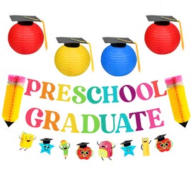 KatchOn, Preschool Graduation Decorations Set - No DIY | Preschool Graduate Banner, Lanterns, Pencil Honeycombs for Prek Graduation Decorations 2025 | Grad Party Decorations 2025, Grad Party Supplies