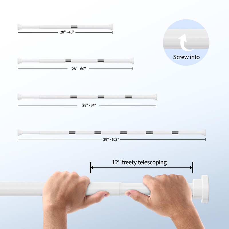 Mcrbeay Shower Curtain Rod, 1" Diameter Heavy Duty Tension Shower