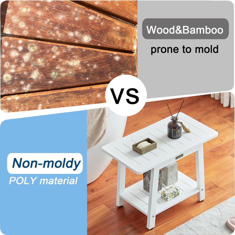 Shower Bench for Inside Shower, HDPS Shower Stool for Shaving