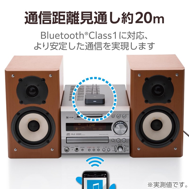 Elecom LBT-AVWAR501XBK Bluetooth Audio Receiver, Stereo Mini Connection, RCA Converter