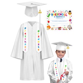 QZYL Preschool Graduation Cap and Gown Set, Unisex Kindergarten Graduation Outfit with Stole 2025 Tassel and Certificate