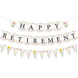Wildflower Retirement Party Decorations for Women, Wildflower Happy Retirement Banner Wildflower I Am Retired Pennant Banner Floral Retirement Party Decor for Women Retirement Party Supplies