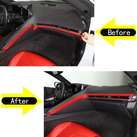necar2020 Sport Red Passenger Dashboard Trim Kit Accessories Strip For Corvette C8 2020-24