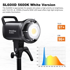 Godox SL60IID LED Video Light Kits 70Ws 5600K Version CRI 95+ Qa>90 Continuous Lighting with Small Softbox 80 * 80cm Grid for Indoor Shooting Photography Studio Video Recording (SL60IID Kit)