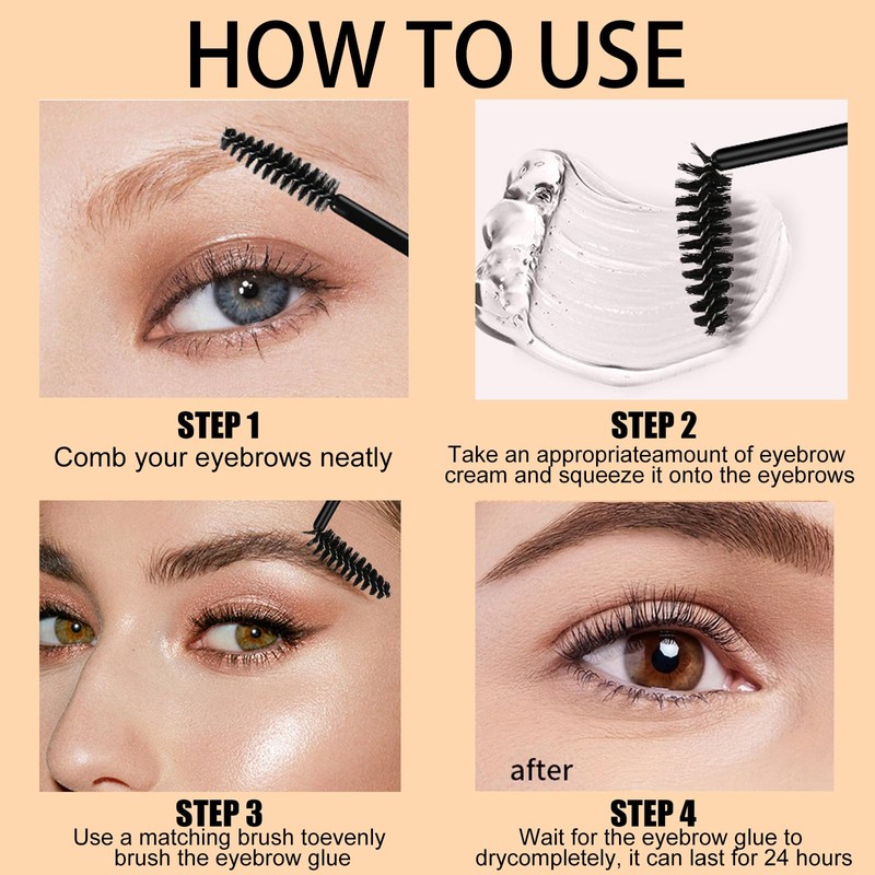 Transparency Eyebrow Pomade, Waterproof Eyebrow Gel, Eyebrow Pomade with Brush,