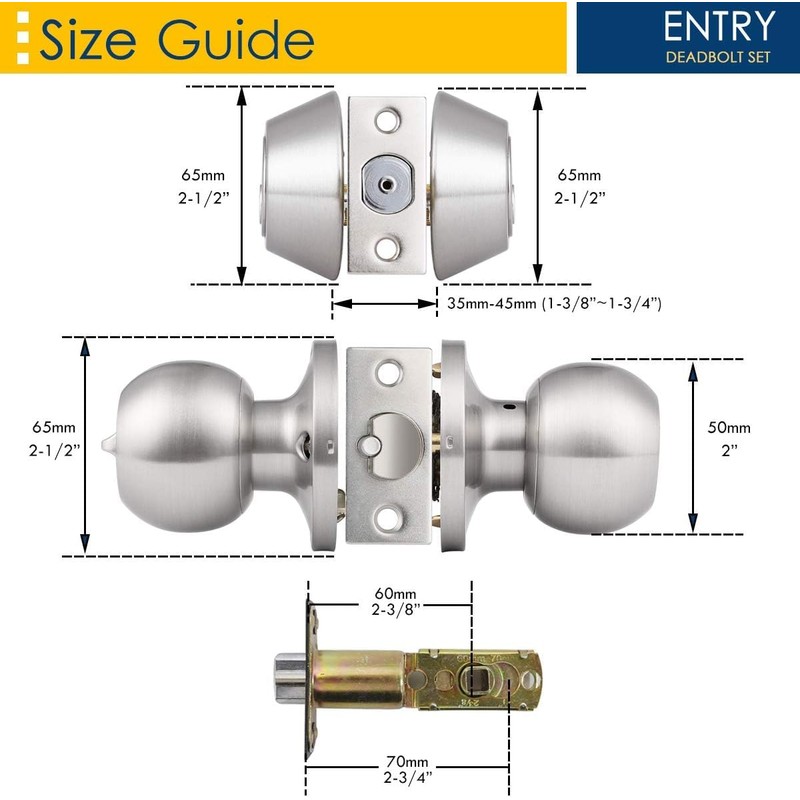 Brotima 1 Pack Keyed Alike Door Lock Set with Deadbolt,