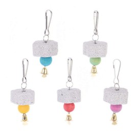 All Things Bunnies Hanging Grind Stone, Wood Ball & Bell Toy