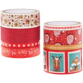 Baker Ross FN353 Christmas Washi Tape - Pack of 8, Christmas Arts and Crafts Supplies