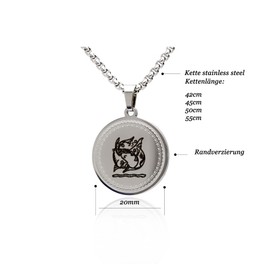 Women's Men's Necklace Stainless Steel with Zodiac Zodiac Zodiac Pendant Individual Chain Length Selectable, Stainless Steel