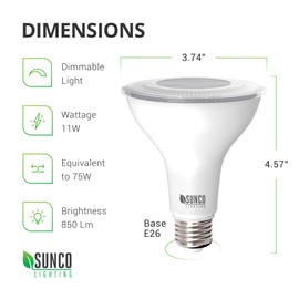 Sunco Lighting PAR30 LED Bulbs, Flood Light Outdoor Indoor 75W Equivalent 11W, Dimmable, 3000K Warm White, 850 LM, E26 Base, Exterior, Wet-Rated, Super Bright, IP65 Waterproof - UL Energy Star 4 Pack