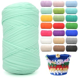 400g Tshirt Yarn for Crochet,Mint Green T Shirt Soft Elastic Fabric Chunky Thick T-Shirt Crochet Yarn for Crocheting Knitting Beginner Hand Knitting for Bag/DIY Craft/Home Decor-Mint Green