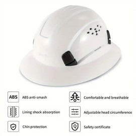 Zoleker Full Brim Hard Hat Vented Construction Safety Helmet,ANSI Z89.1-2014 Type 1 Adjustable Cool Vent ABS Work Hardhat for Men&Women 6 Point Adjustable Ratchet