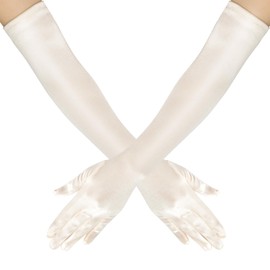BLMHTWO Long Elbow Satin Gloves for Women Long Opera Satin Gloves Fancy Dress Gloves 1920s Style Prom Gloves for Women for Wedding Evening Graduation Party Opera (52 cm/20.47inch,champagne)