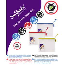 Snopake A5 Heavy Duty EVA Mesh Zippa-Bag [Pack of 3] 255 x 205 mm - Transparent/Assorted [15818]
