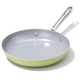 CookinCraze Nonstick Ceramic Frying Pan 10 Inch for Induction Cooktops - Non Toxic, PTFE/PFOA/PFAS Free, Oven & Dishwasher Safe up to 500°F - Mini Skillet with Stay-Cool Handle - Avocado Green