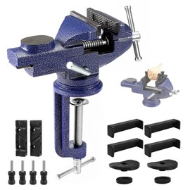 Table Vise, 3" Bench Vise Universal Rotate 360° Work Clamp-On Vise, Table Vice clamp With Multifunctional Jaw for Woodworking, Drilling, Sawing, Metal Working