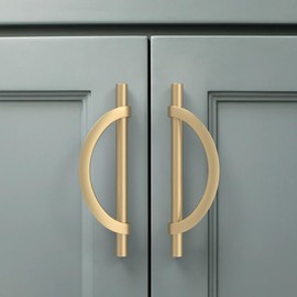 Amerdeco UK0044 Pack of 6 Furniture Handles, Zinc Alloy Gold Cabinet Handles, Kitchen Handles, 128 mm Hole Spacing, Drawer Handles, Drawer Handles, Handles for Kitchen Cabinets, Wardrobe