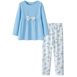 Yekaty Szie 6 Girls Clothes Back to School Outfits Long Sleeve Shirts with Bowknot and Leggings Sets