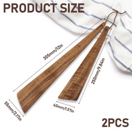 Huakaile 2 Pieces 12" & 10" Teak Wood Spatula Set, Flat Wooden Spatula Turner, Small Wood Egg Flipper Utensils Cookware for Cooking Sourdough Serving Scraping Stirring