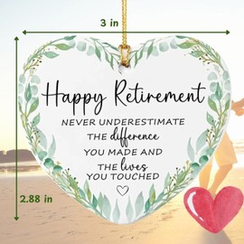 Retirement Ornament 2025, Retired 2025 Wreath Heart Ornaments, Happy Retired Ornament Decorations Keepsake, Gift for Woman Coworker Friend Mom Friendship Grandparents (White, Retirement)
