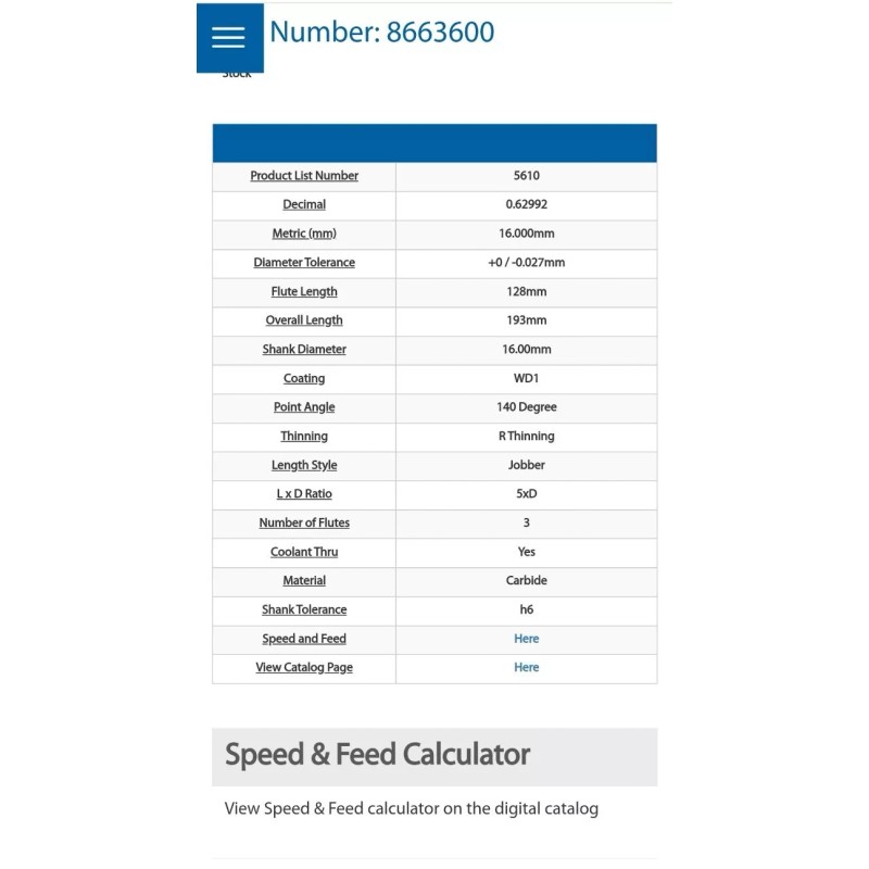OSG 8663600 Jobber Drill Bit,16.00mm,Ca