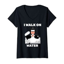 Womens Cool I Walk On Water for Ice Hockey Player, Coach, & Fan V-Neck T-Shirt