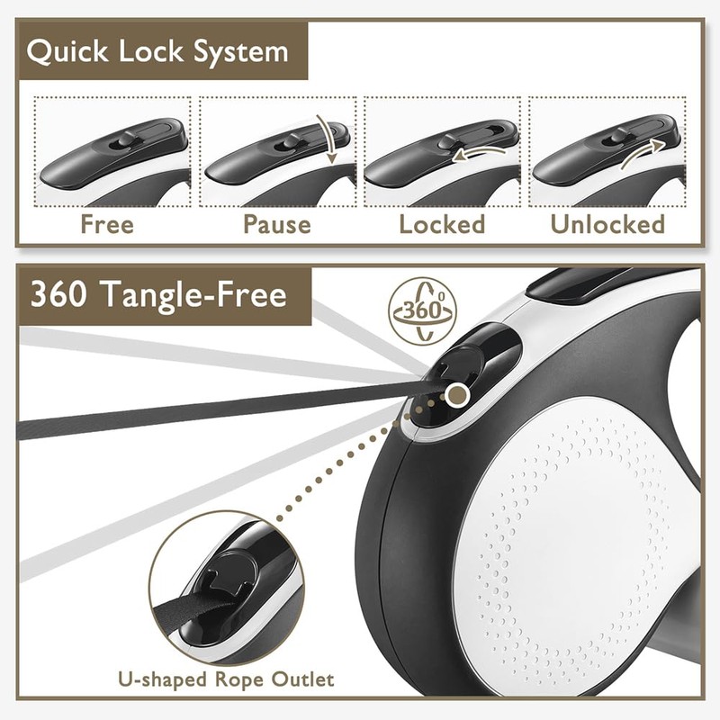 Retractable Dog Leash with Chew Proof Cable,26 ft Durable Dog