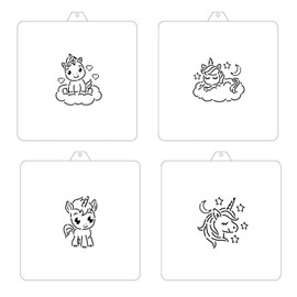 PYO Cookie Stencil Paint Your Own Cookie Stencils, Set of Stencils for Decorating Cookies Coloring Pages Stencils Reusable Paint Your own Cookie templates for Decorating (Unicorn)