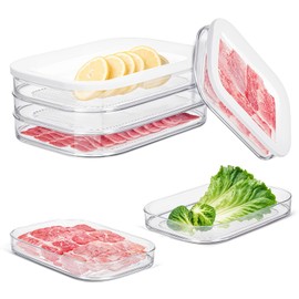 JOUTYFOR 3 Layer Meat Container for Fridge, Stackable Bacon Cheese Container for Refrigerator, Food Storage Boxes with Lid for Cold Cuts, Lunch Meat, Salami, Meal Prep Containers, BPA Free