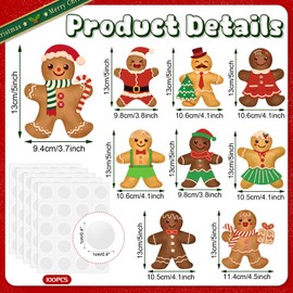 JUNEBRUSHS 57 Pcs Gingerbread Cutouts, Winter Christmas Gingerbread Bulletin Board Decorations Large Paper Gingerbread Classroom Decor for School Classroom Winter Bulletin Board Christmas Party