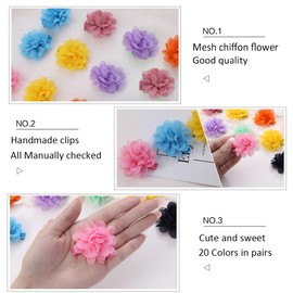 40PCS 2" Chiffon Flower Hair Clips Baby Girls Fully Lined Non Slip Hairpins Hair Accessories for Girls Newborns Infants Toddlers Gifts