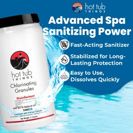 Hot Tub Things Chlorine Granules for Hot Tub & Spa, Quick-Dissolving Chlorinating Concentrate Disinfectant & Oxidizer, Pool Sanitizer & Shock Treatment for Clean Water, Sodium Dichlor Powder, 5 lbs