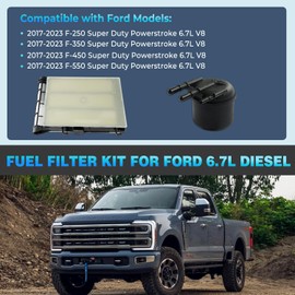 6.7 Powerstroke Diesel Fuel Filter Element, Fuel/Water Separator Compatible with 2017-2023 Ford F250 F350 F450 F550 Super Duty 6.7L V8 Replace FD-4624, FD-4625, HC3Z-9N184-B, HC3Z-9N184-C, DF4624K